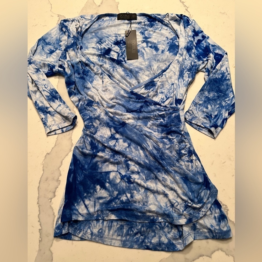 Doublju Wrap tye dye blouse M